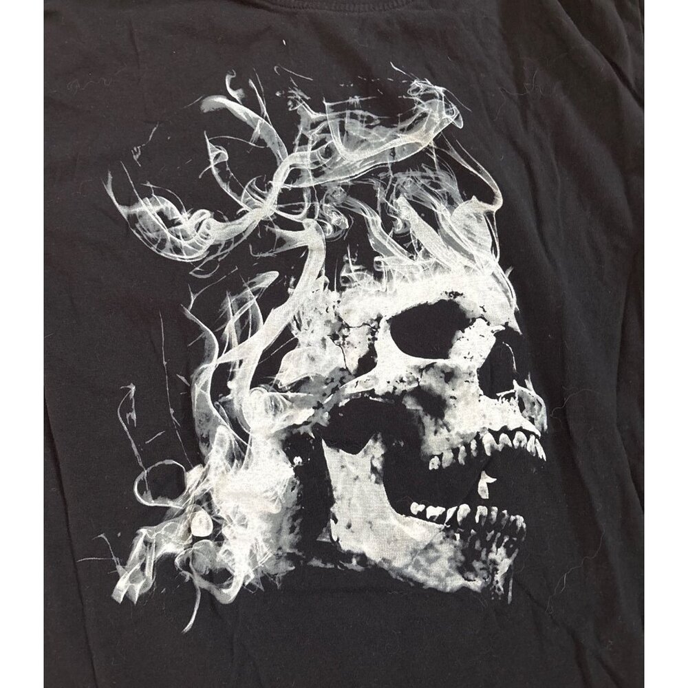 Skull T Shirt Action Apparel Men L/G  Cotton Casual Crew Neck Short Sleeve Black - Picture 2 of 5